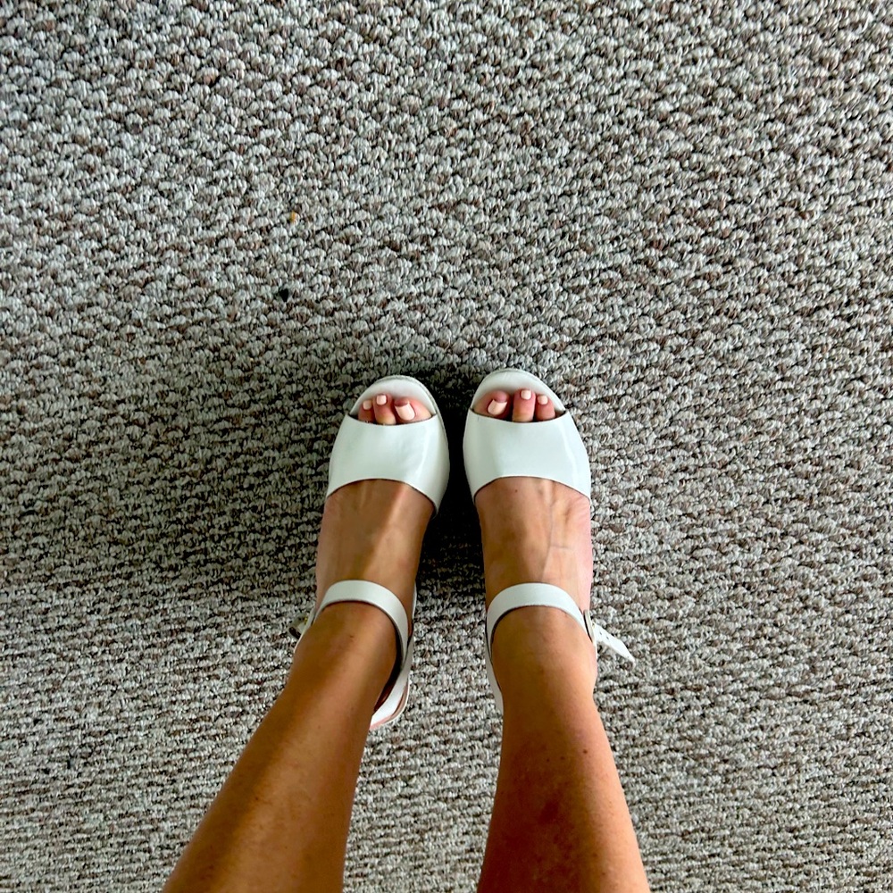 Steve m white platform sandals